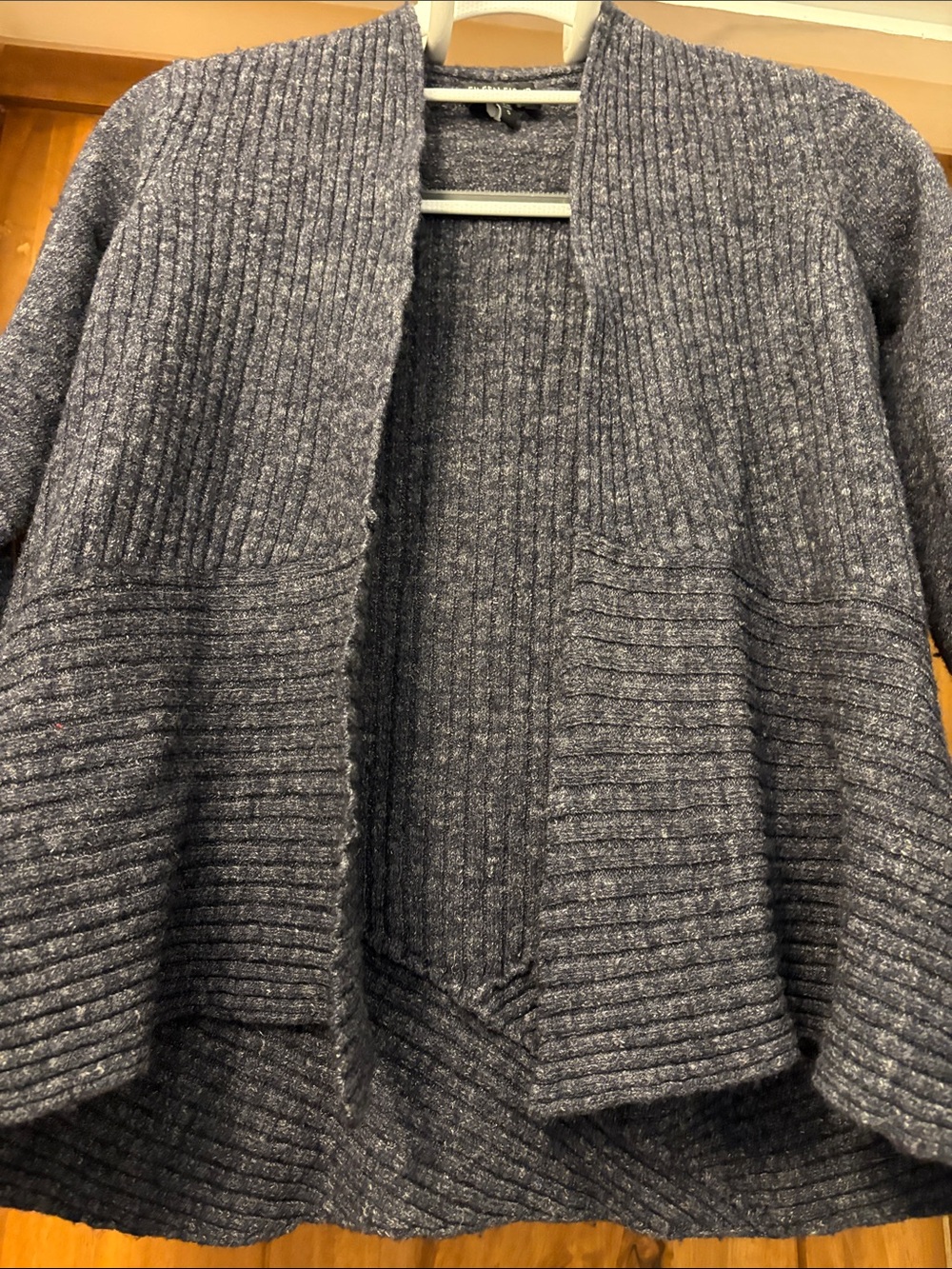 Eileen Fisher Dark Heathered Gray Open Ribbed Cardigan, Small. - Picture 3 of 6